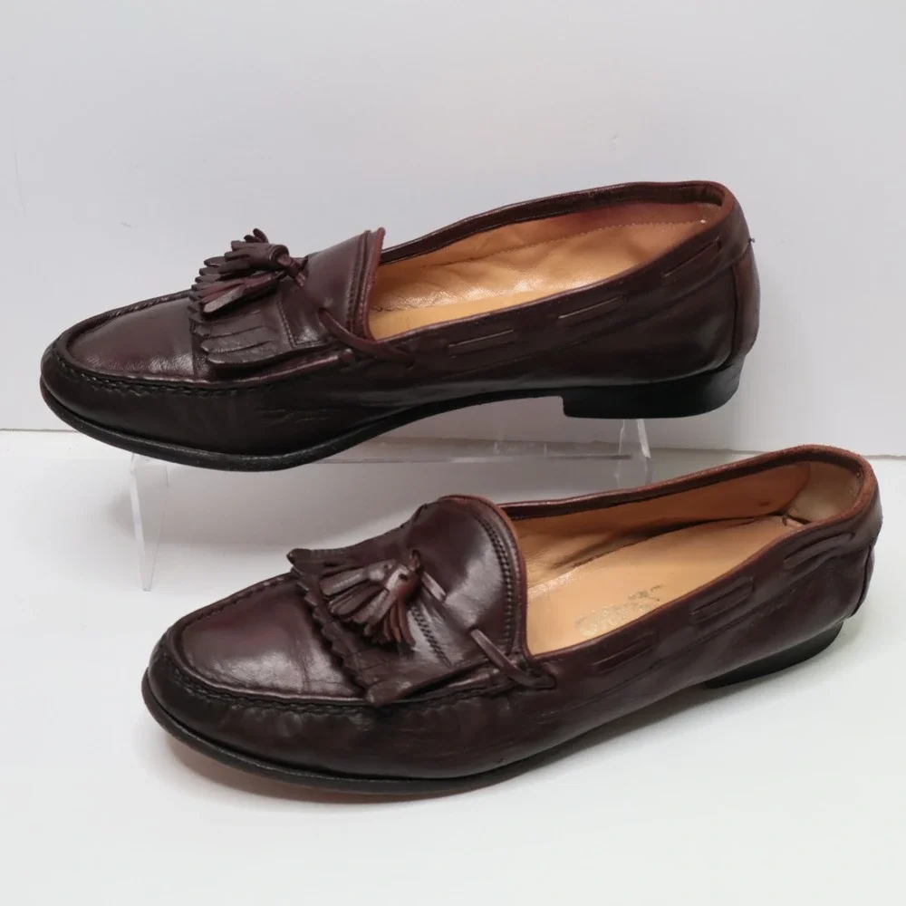 Salvatore Ferragamo Brown Leather‎ Tassel Kiltie Loafers 2059 B 10.5 Mens Shoes